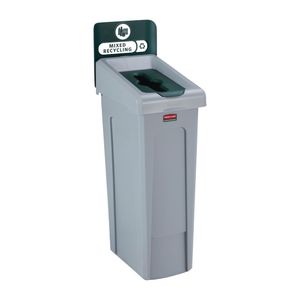 Rubbermaid Slim Jim Mixed Recycling Station Green 87Ltr - DY084  - 1