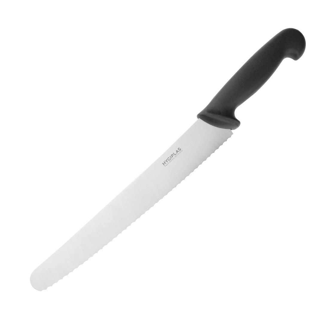 Hygiplas Serrated Pastry Knife Black 25.5cm - CF895  - 1