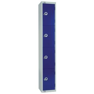 Elite Four Door Coin Return Locker with Sloping Top Blue - W947-CNS  - 1