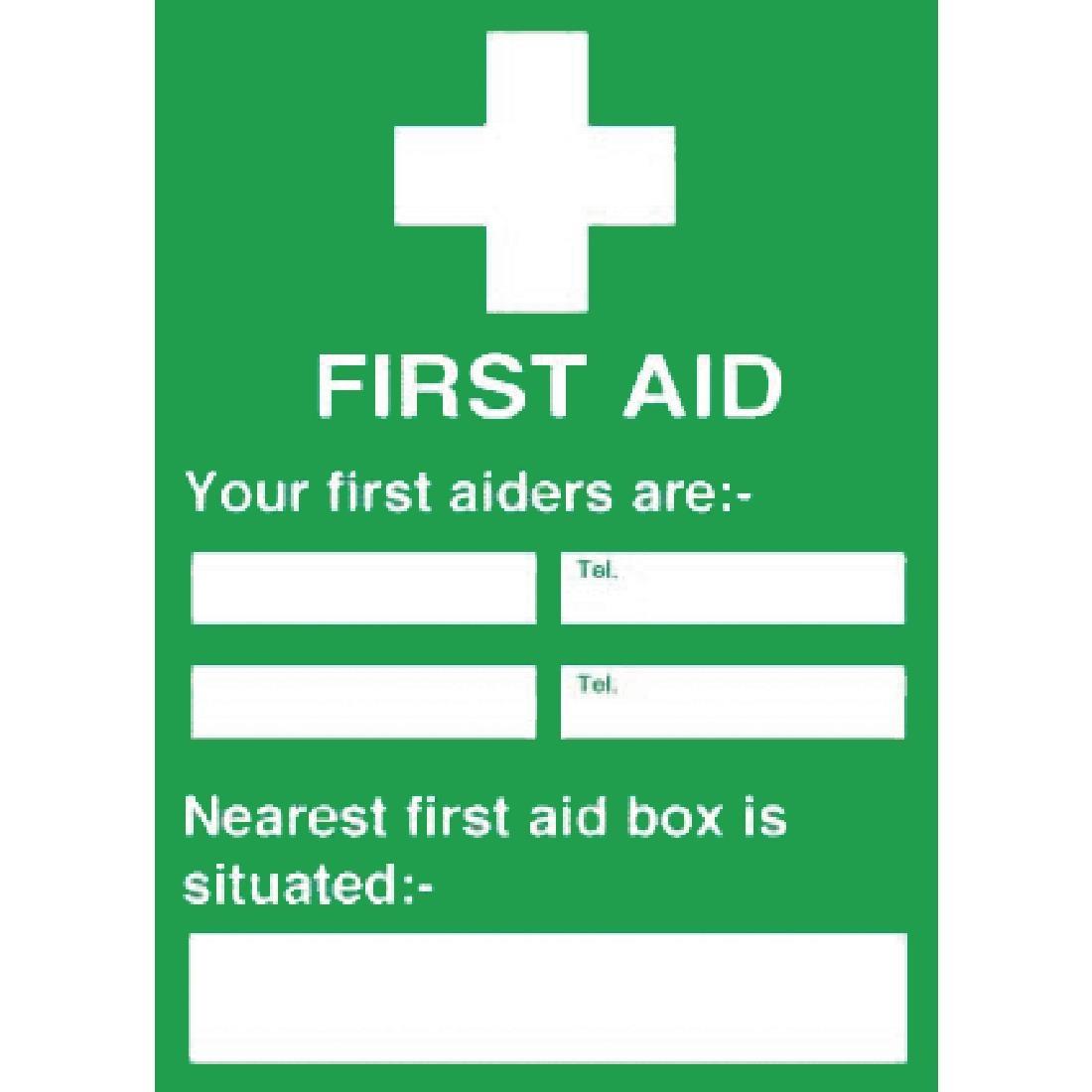 First Aiders Nearest First Aid Box Sign - Y922  - 1