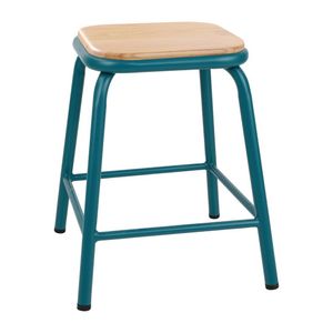 Bolero Cantina Low Stools with Wooden Seat Pad Teal (Pack of 4) - FB932  - 1