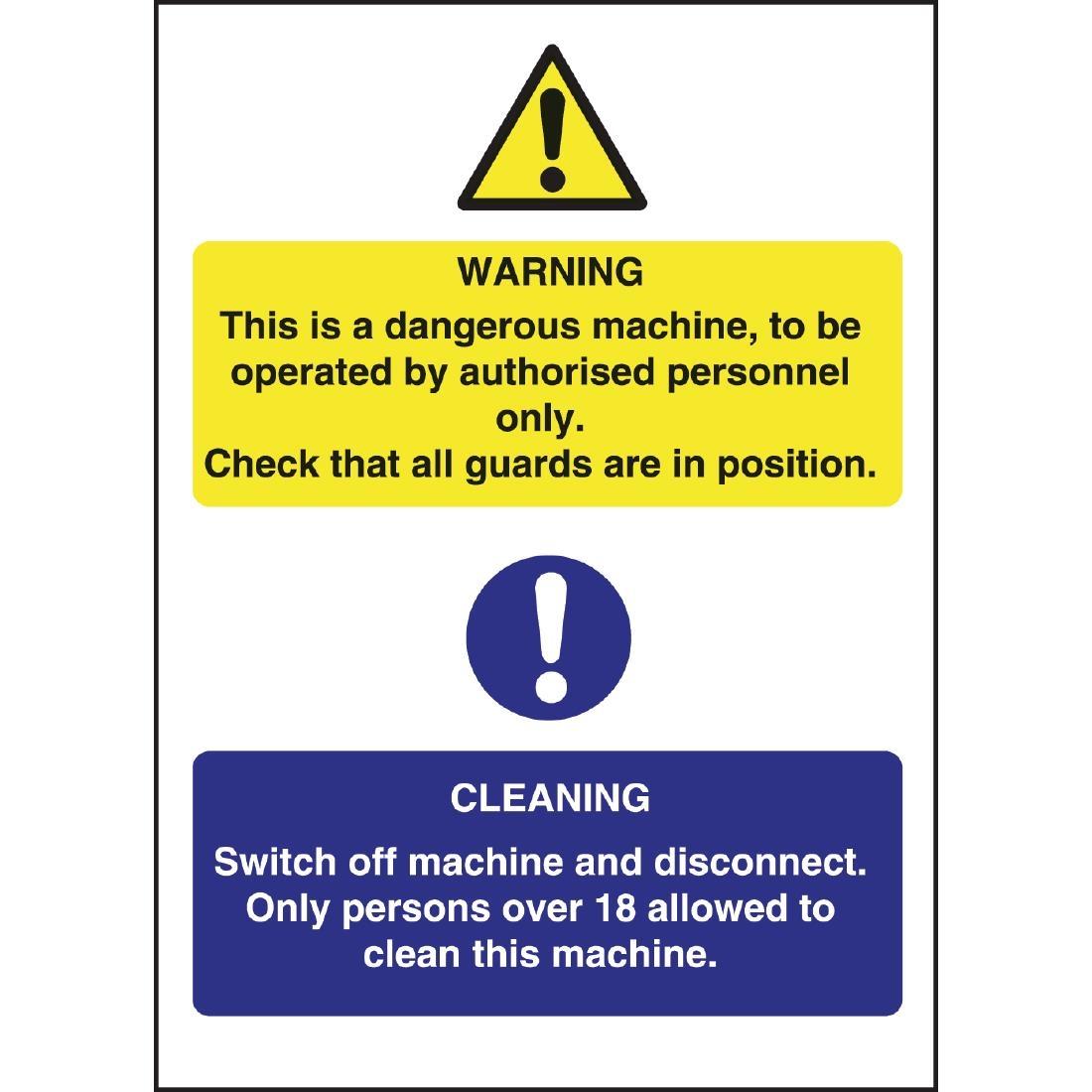 Dangerous Machine Cleaning Sign - L945  - 1