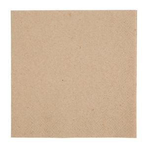 Fiesta Recyclable Recycled Cocktail Napkin Kraft 24x24cm 2ply 1/4 Fold (Pack of 4000) - FE217  - 1