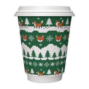 Vegware Compostable Christmas Coffee Cups Double Wall 340ml / 12oz (Pack of 500) - FW501  - 1