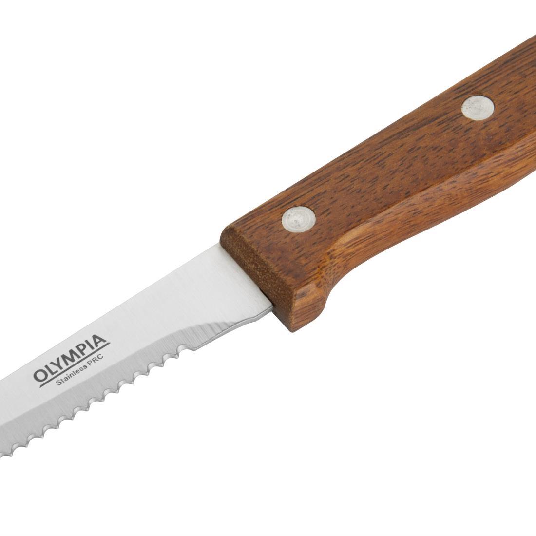 Olympia Steak Knives Wooden Handle (Pack of 12) - C136  - 4