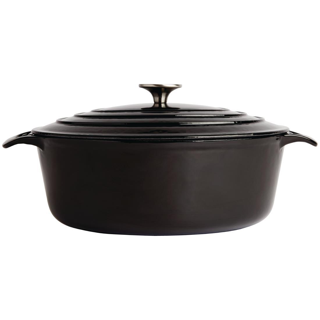 Vogue Black Oval Casserole Dish 6Ltr - GH310  - 3