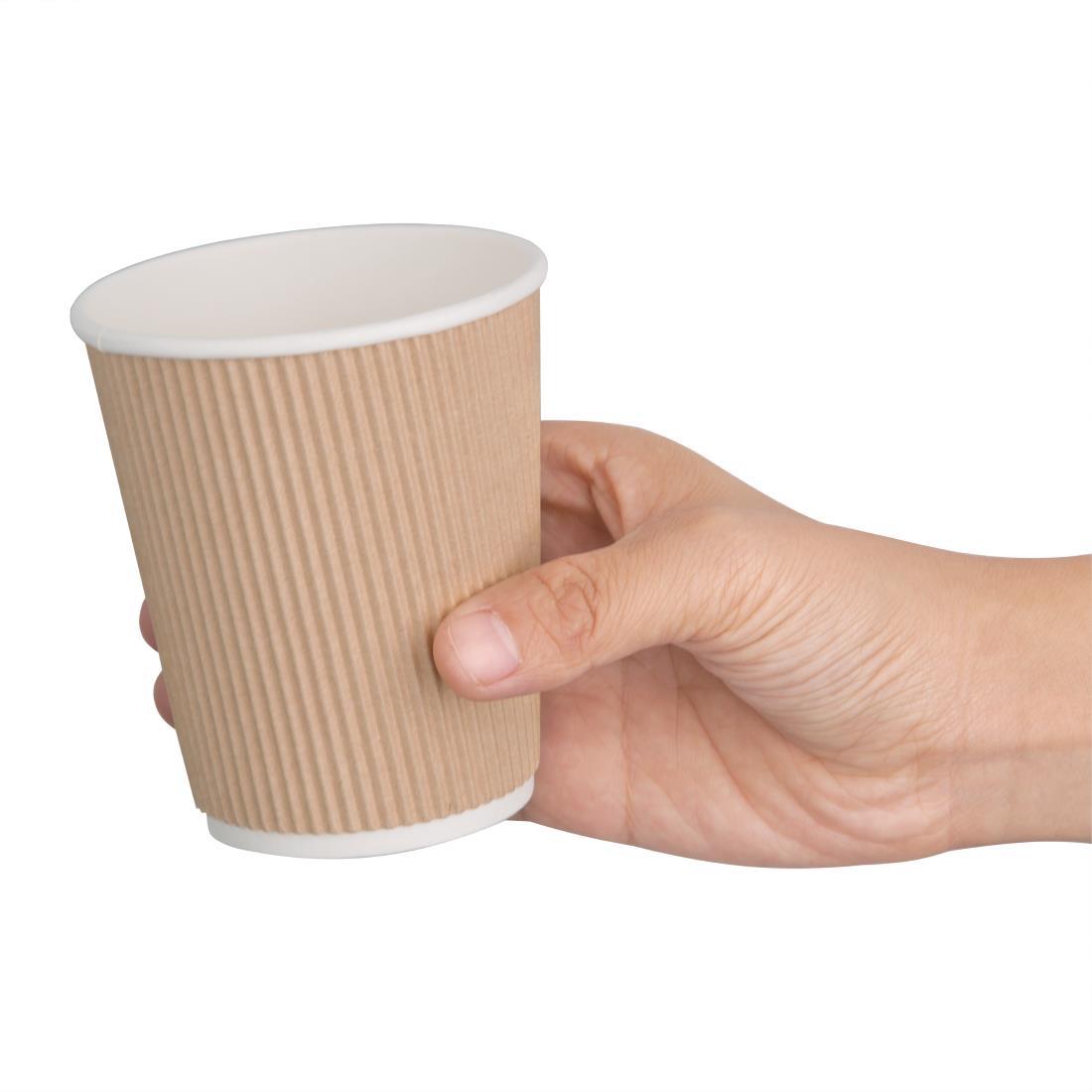 Fiesta Recyclable Coffee Cups Ripple Wall Kraft 225ml / 8oz (Pack of 25) - GP443  - 4