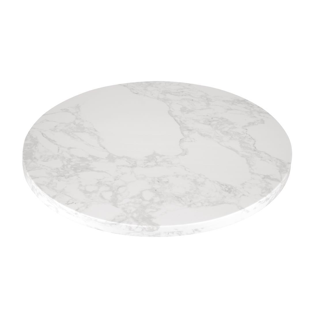 Bolero Round Marble Effect Table Top White 600mm - DC300  - 3