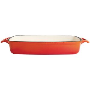 Vogue Orange Rectangular Cast Iron Dish 2.8Ltr - GH322  - 1