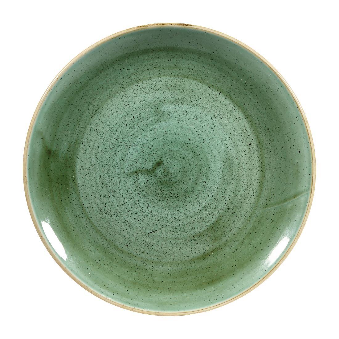Churchill Stonecast Round Coupe Plates Samphire Green 260mm (Pack of 12) - DF995  - 1