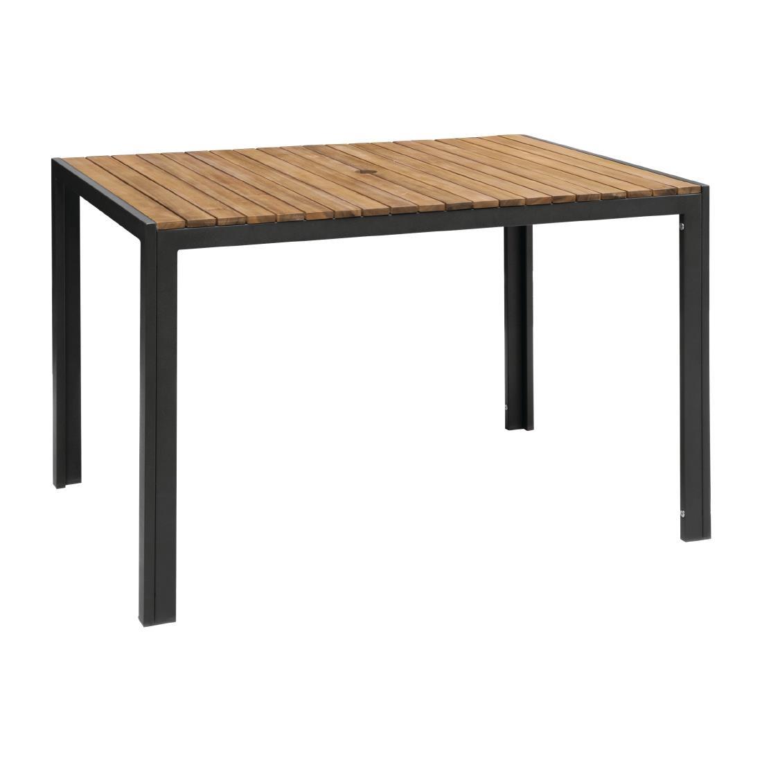 Bolero Acacia Wood and Steel Rectangular Table 1200mm - DS153  - 1