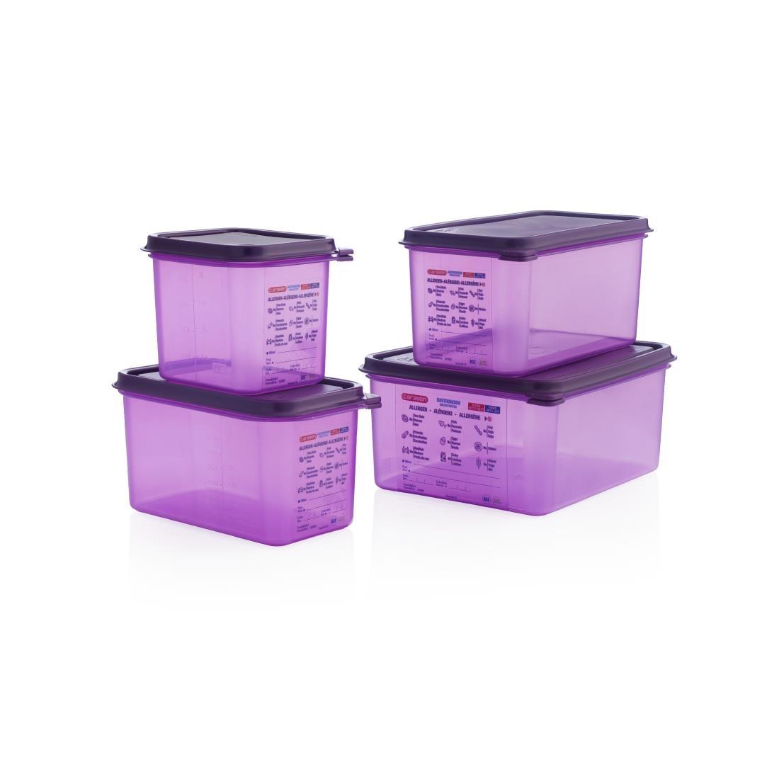 Araven Allergen Polypropylene 1/4 Gastronorm Food Storage Container Purple 4.3L - CM787  - 3