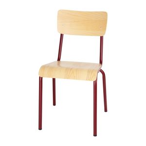 Bolero Cantina Side Chairs with Wooden Seat Pad and Backrest Wine Red (Pack of 4) - FB943  - 1