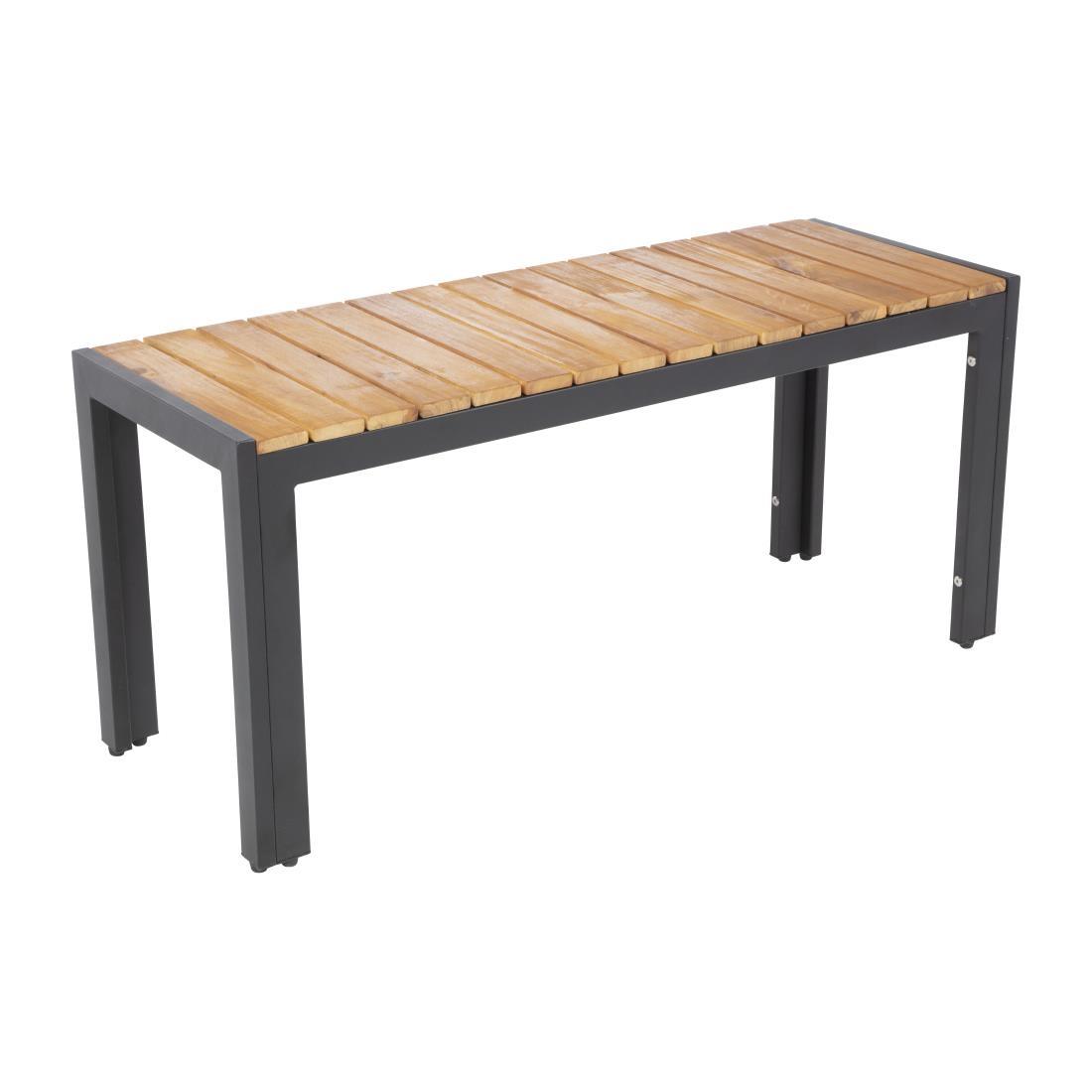 Bolero Rectangular Steel and Acacia Benches 1000mm (Pack of 2) - DS154  - 4