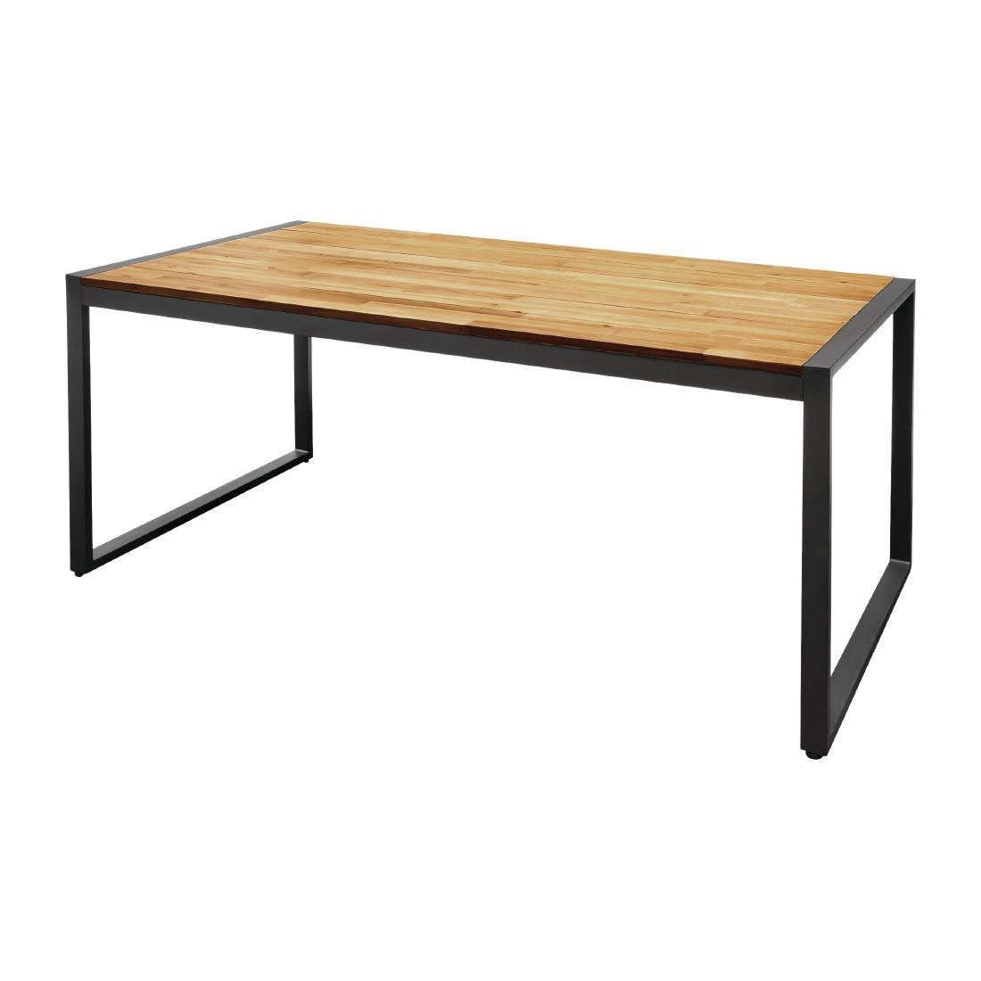 Bolero Acacia Wood and Steel Rectangular Industrial Table 1800mm - DS157  - 2