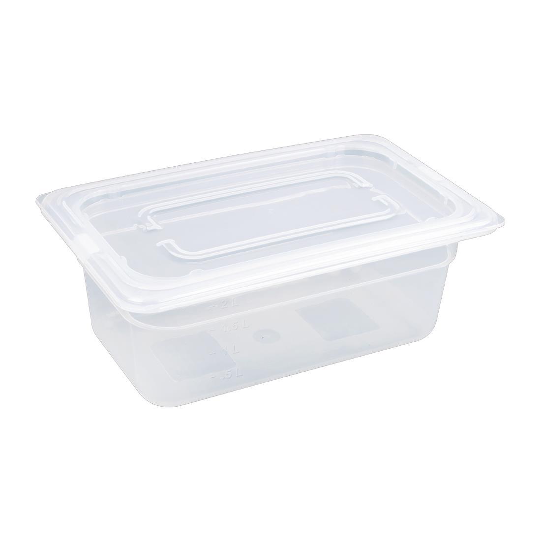 Vogue Polypropylene 1/4 Gastronorm Container with Lid 100mm (Pack of 4) - GJ523  - 2