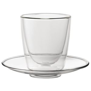 Utopia Double Walled Cappuccino Glass and Saucer 220ml (Pack of 6) - CP884  - 1