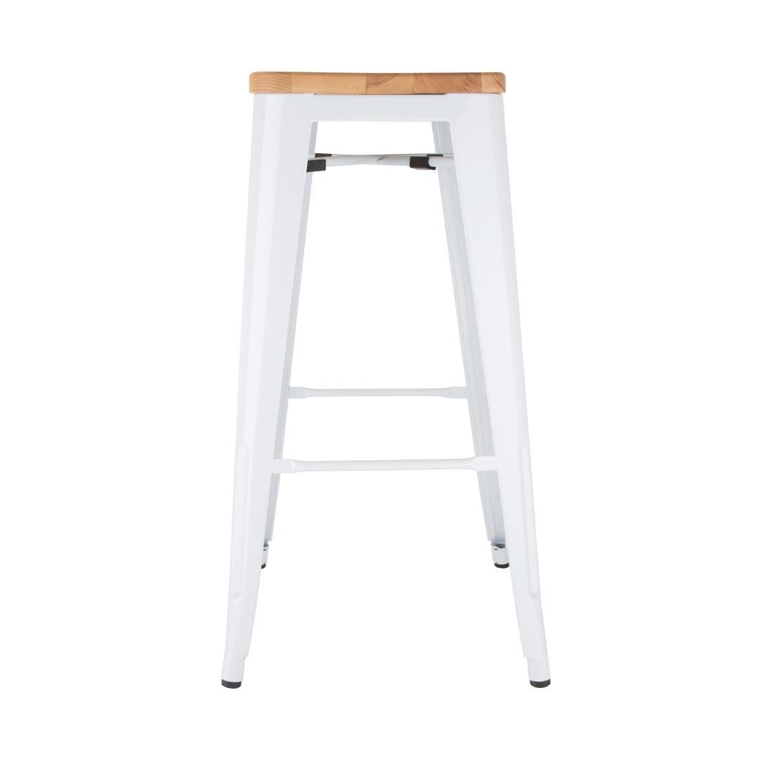 Bolero Bistro High Stools with Wooden Seatpad White (Pack of 4) - DW739  - 2