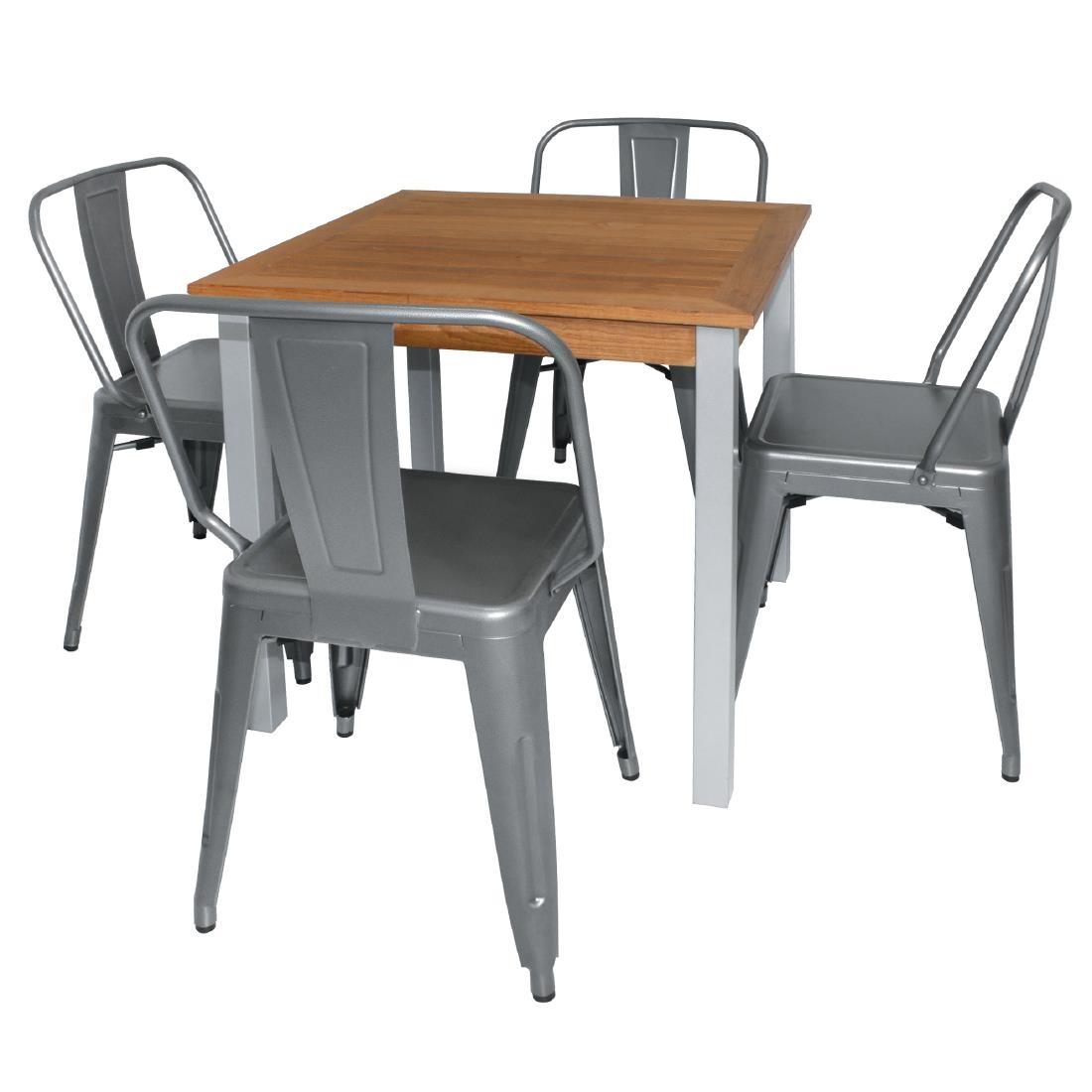 Bolero Wood and Aluminium Square Table 800mm - Y821  - 2