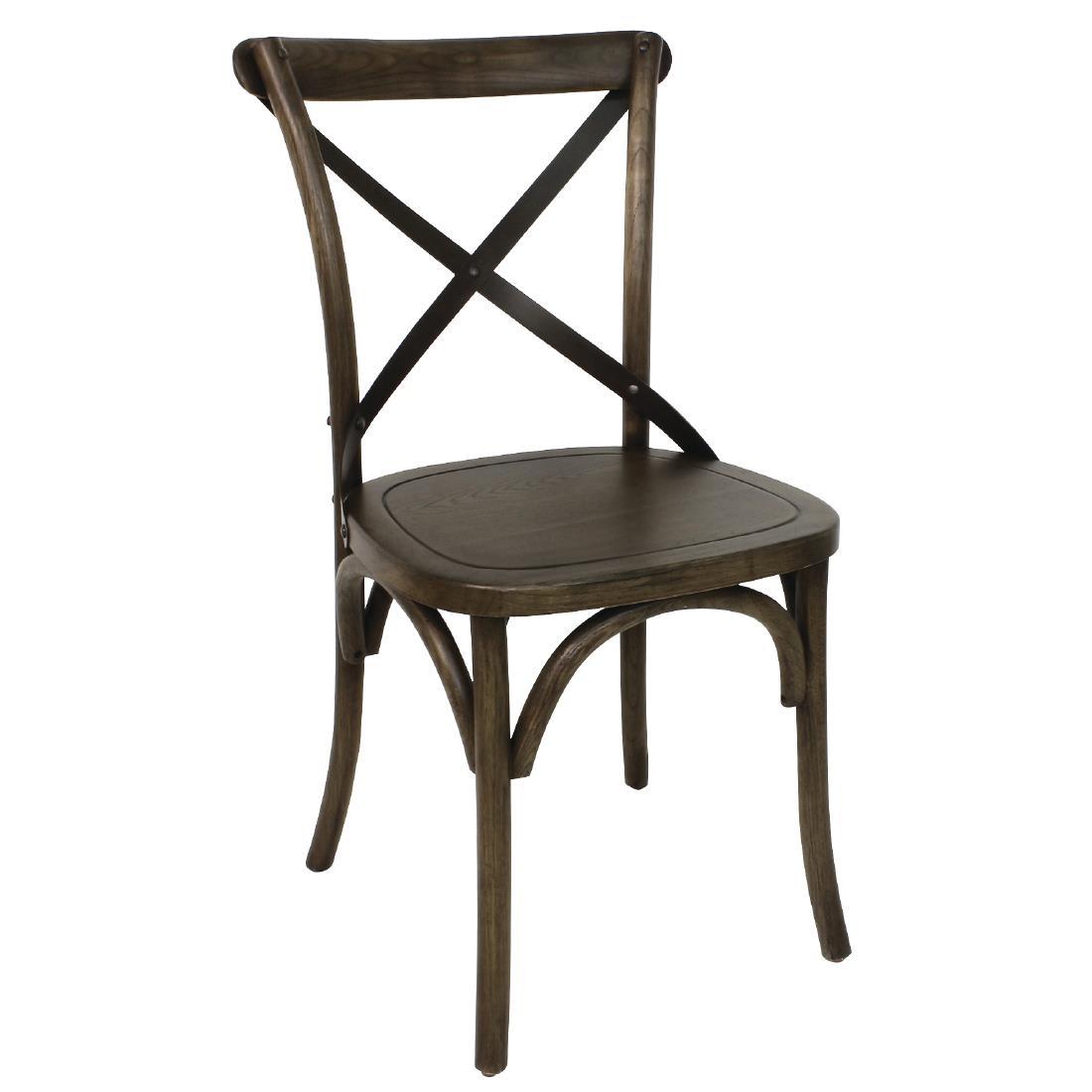 GG658 - Bolero Wooden Dining Chair with Metal Cross Backrest (Walnut Finish) (Pa - GG658  - 1