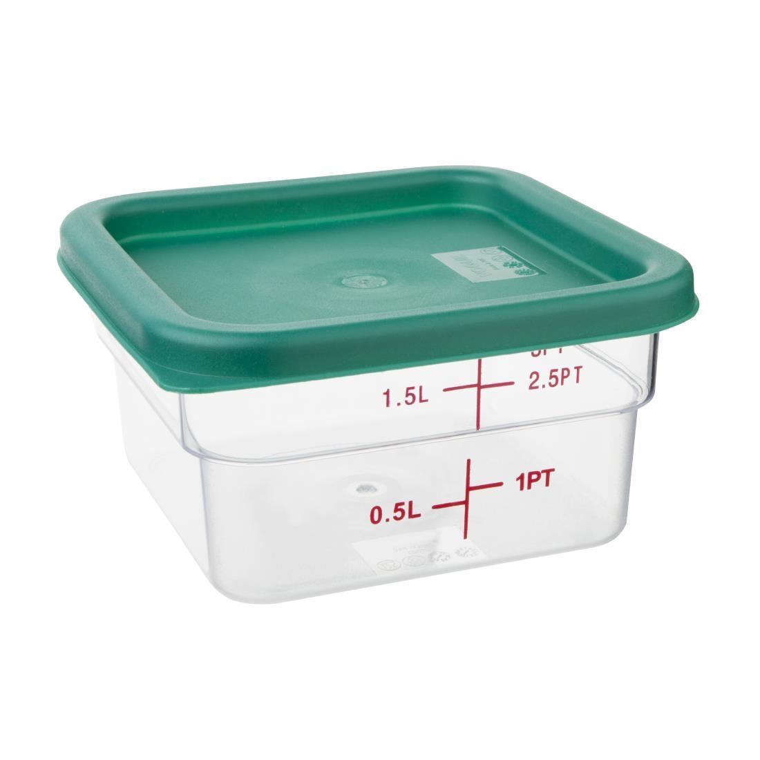Hygiplas Polycarbonate Square Food Storage Container Lid Green Small - CF046  - 5
