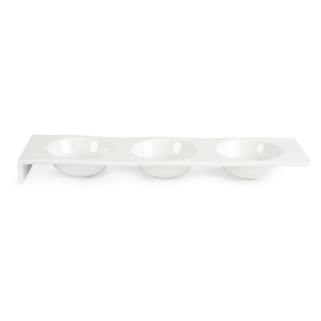 Olympia Whiteware 3 Bowl Dipping Platters 325mm (Pack of 4) - CD734  - 4