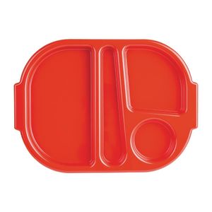 Olympia Kristallon Large Polycarbonate Compartment Food Trays Red 375mm - U037  - 1