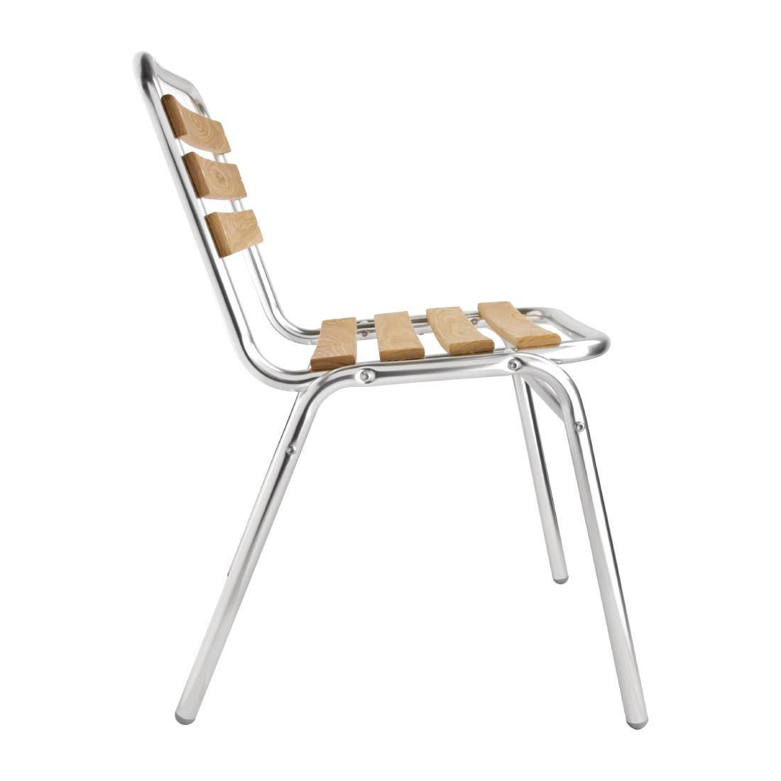 Bolero Aluminium & Ash Bistro Side Chairs (Pack of 4) - GK997  - 2