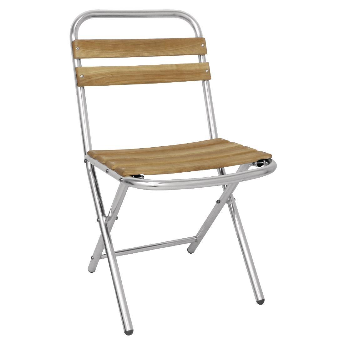 Bolero Ash and Aluminium Folding Chairs (Pack of 4) - GL980  - 1