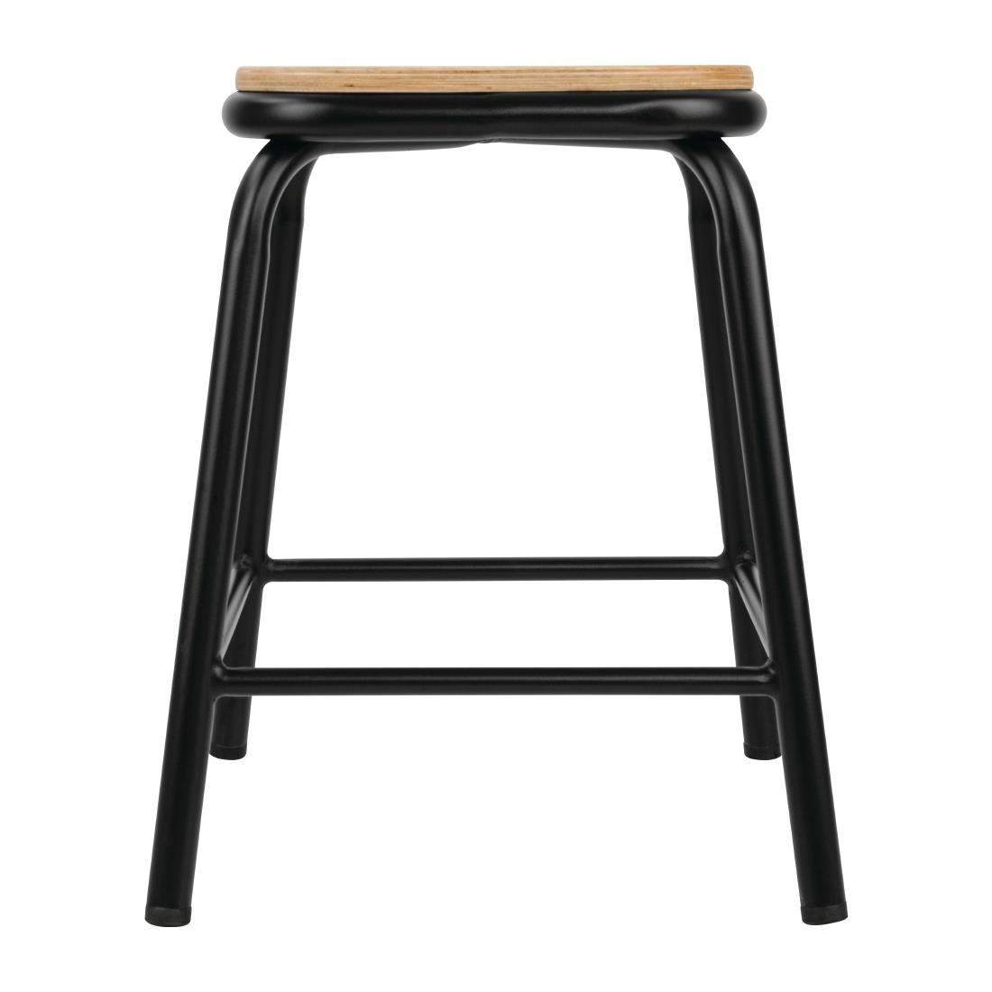 Bolero Cantina Low Stools with Wooden Seat Pad Black (Pack of 4) - DE481  - 4