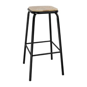 Bolero Cantina High Stools with Wooden Seat Pad Black (Pack of 4) - DE482  - 1