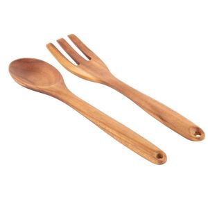 Olympia Wooden Salad Tong and Spoon Set - CN691  - 1
