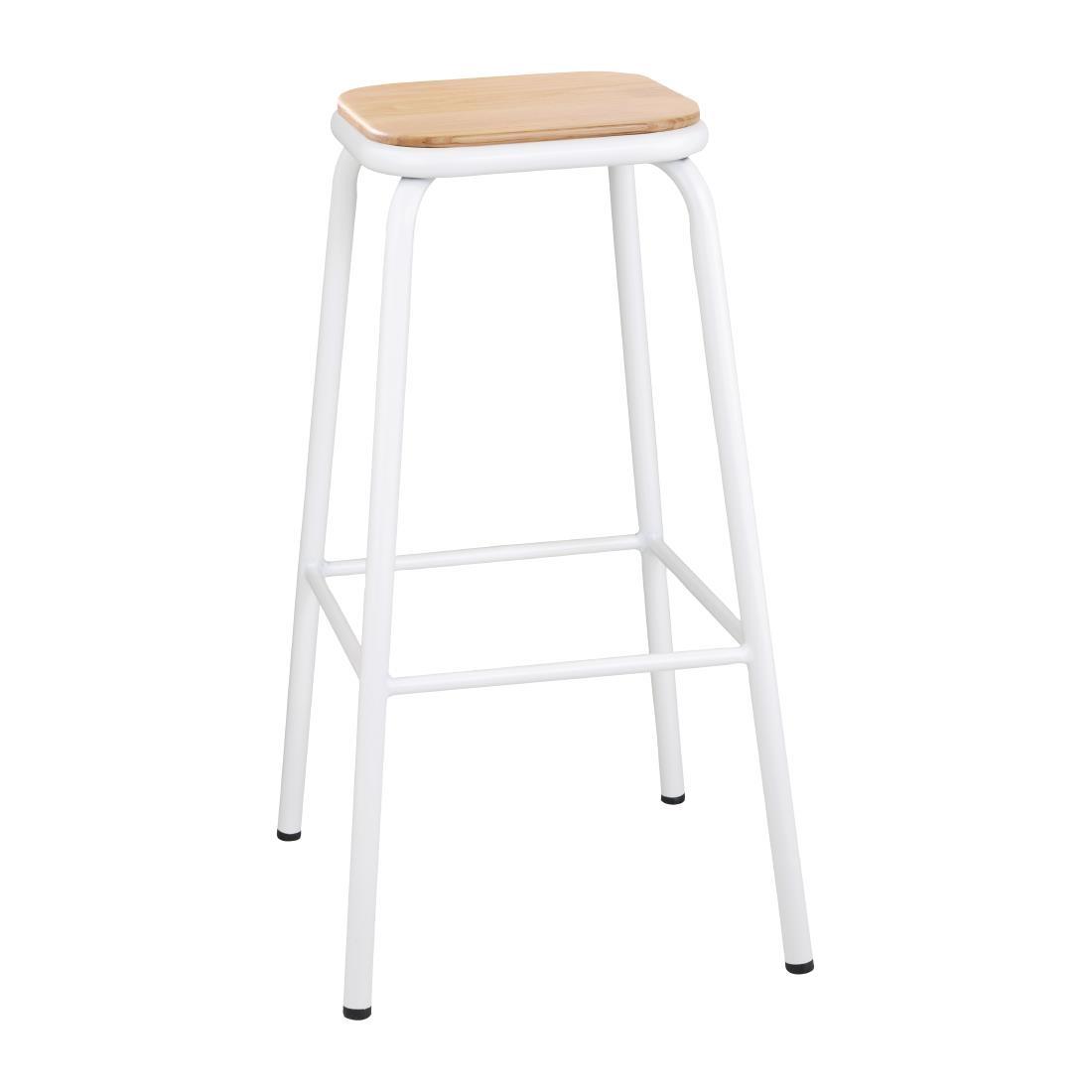 Bolero Cantina High Stools with Wooden Seat Pad White (Pack of 4) - FB939  - 1