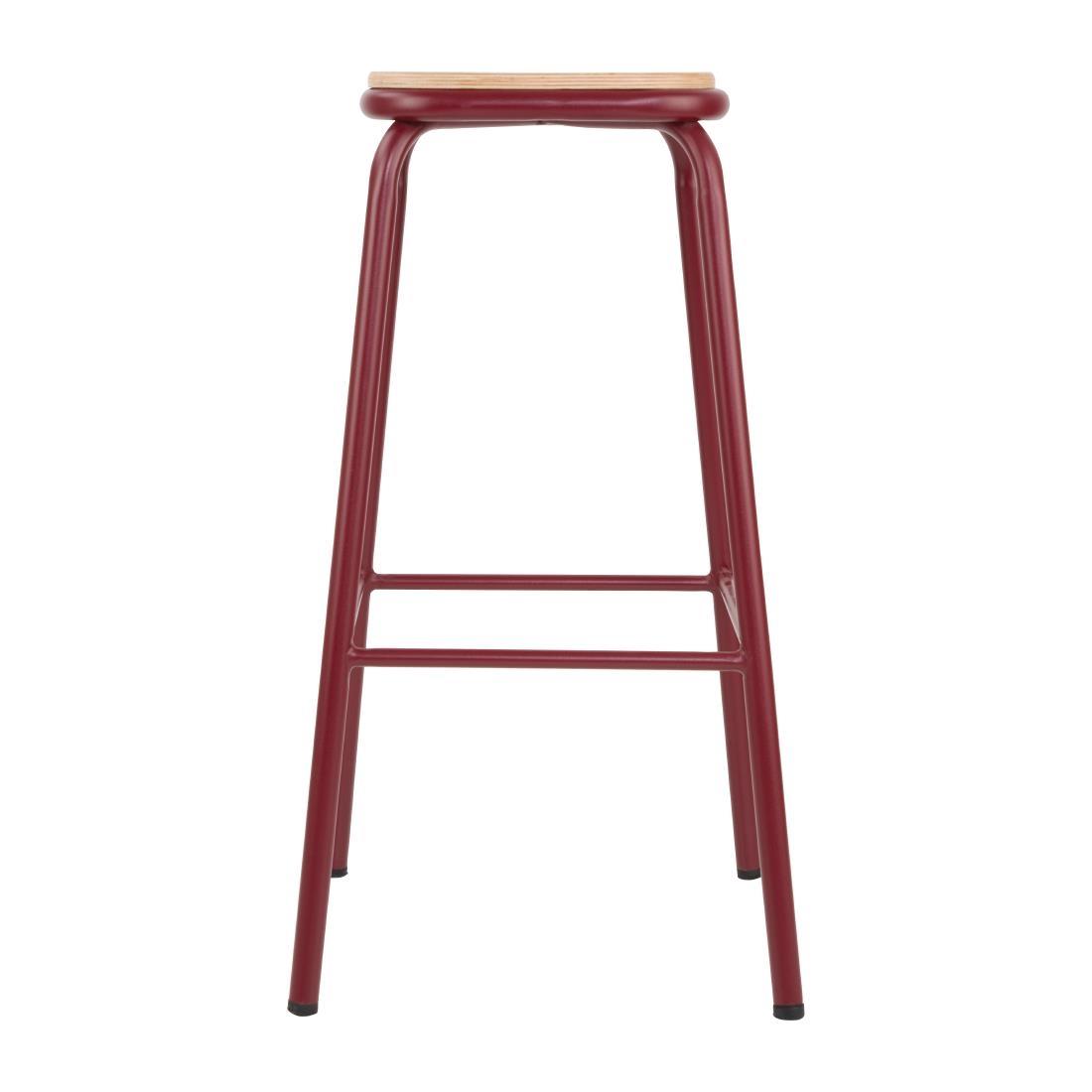 Bolero Cantina High Stools with Wooden Seat Pad Wine Red (Pack of 4) - FB937  - 2