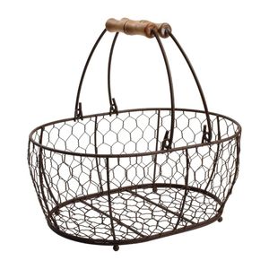 T&G Provence Wire Oval Basket with Handles Brown - CL488  - 1