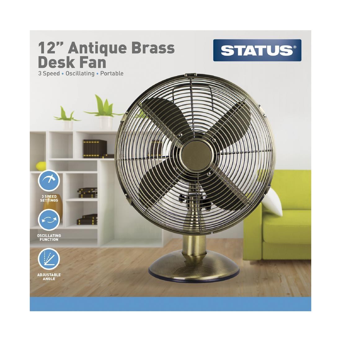 Status 12" Oscillating Antique Brass Desktop Fan - CR222  - 2