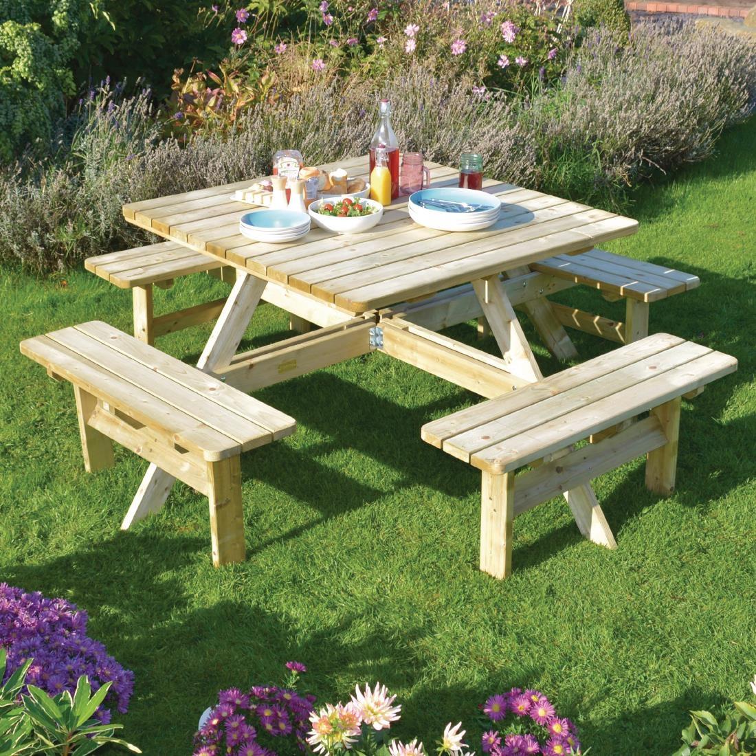 Rowlinson Square Wooden Picnic Table 6.5ft - CG096  - 3