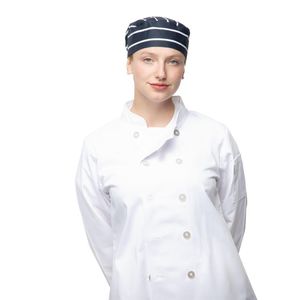 Whites Chefs Skull Cap Blue and White Butchers Stripe - A171  - 1