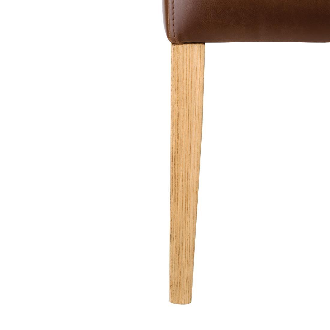 Bolero Chiswick Button Dining Chairs Tan Leather (Pack of 2) - DT699  - 5