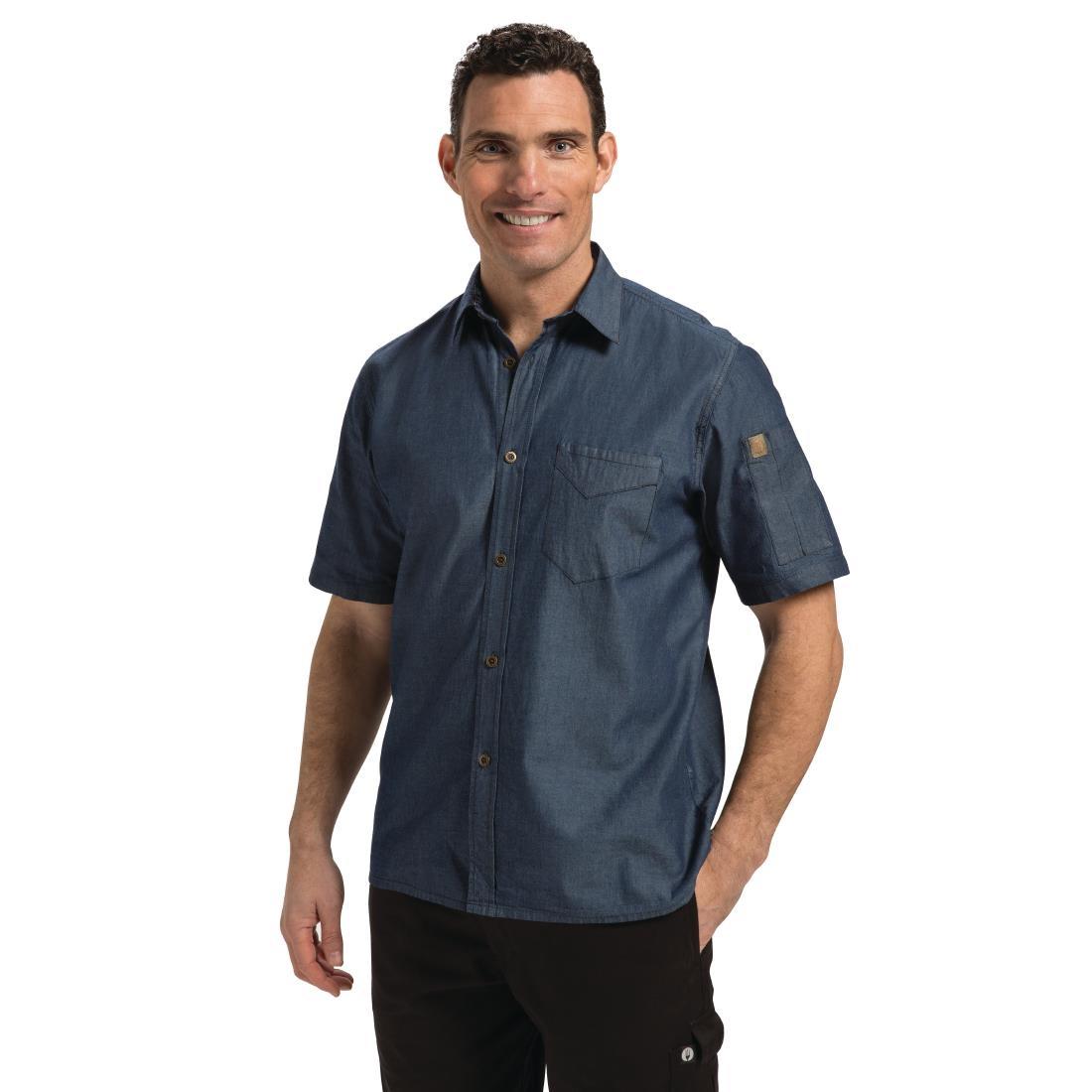 Chef Works Men's Detroit Short Sleeve Denim Shirt