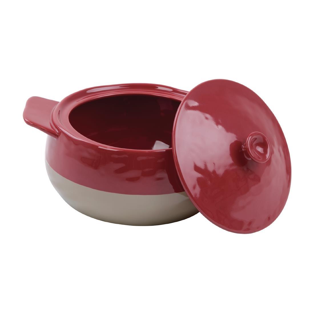 Olympia Red And Taupe Round Casserole Dish 1.8Ltr - DB528  - 2