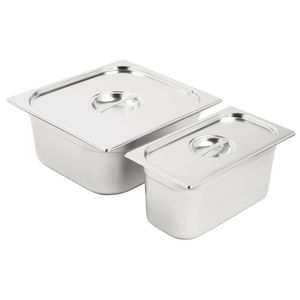 Vogue Stainless Steel Gastronorm Pan Set 1/3 and 2/3 with Lids - SA240  - 1