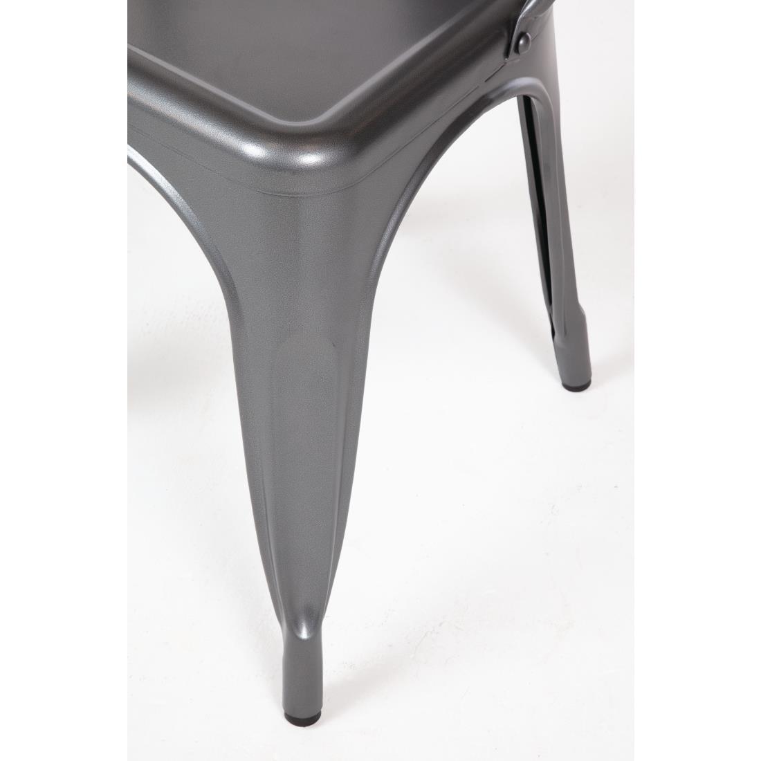 Bolero Bistro Steel Side Chairs Gun Metal Grey (Pack of 4) - GL329  - 5