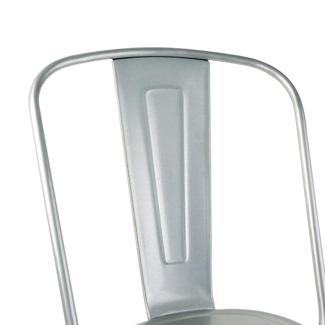 Bolero Bistro Galvanised Steel Side Chairs (Pack of 4) - GL338  - 5