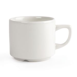 Churchill Plain Whiteware Stacking Maple Tea Cups 199ml (Pack of 24) - P740  - 1