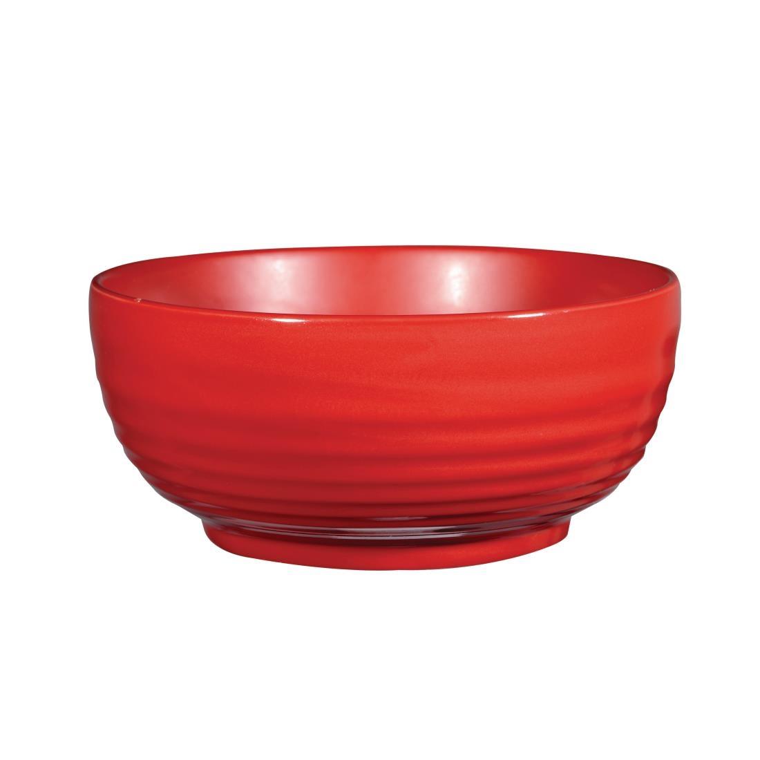 Art de Cuisine Red Glaze Ripple Bowls Large (Pack of 4) - GF706  - 1
