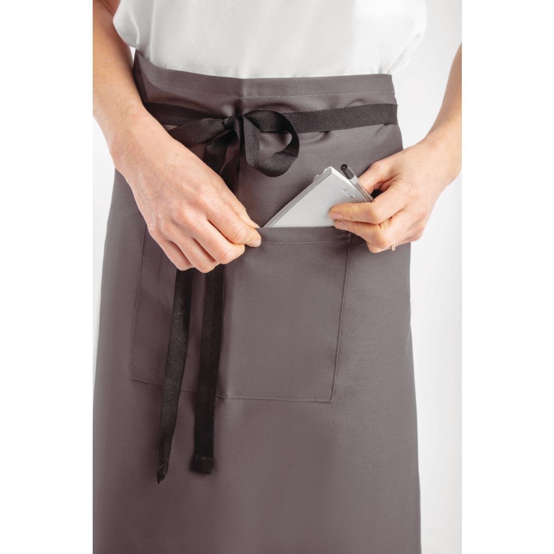 Chef Works Regular Bistro Apron Charcoal - A907  - 3