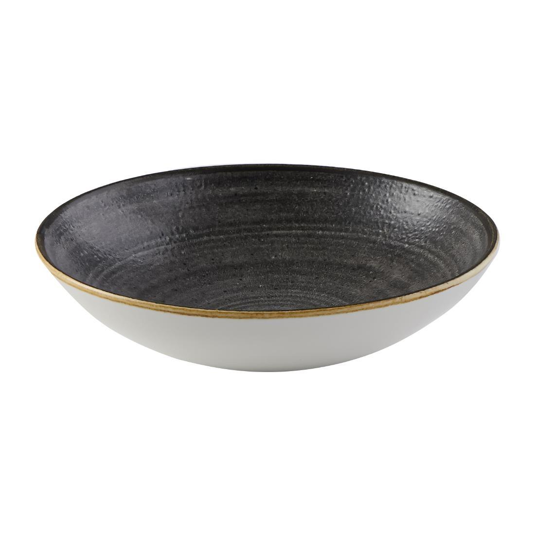 Churchill Stonecast Raw Coupe Bowl Black 184mm (Pack of 12) - FS841  - 2