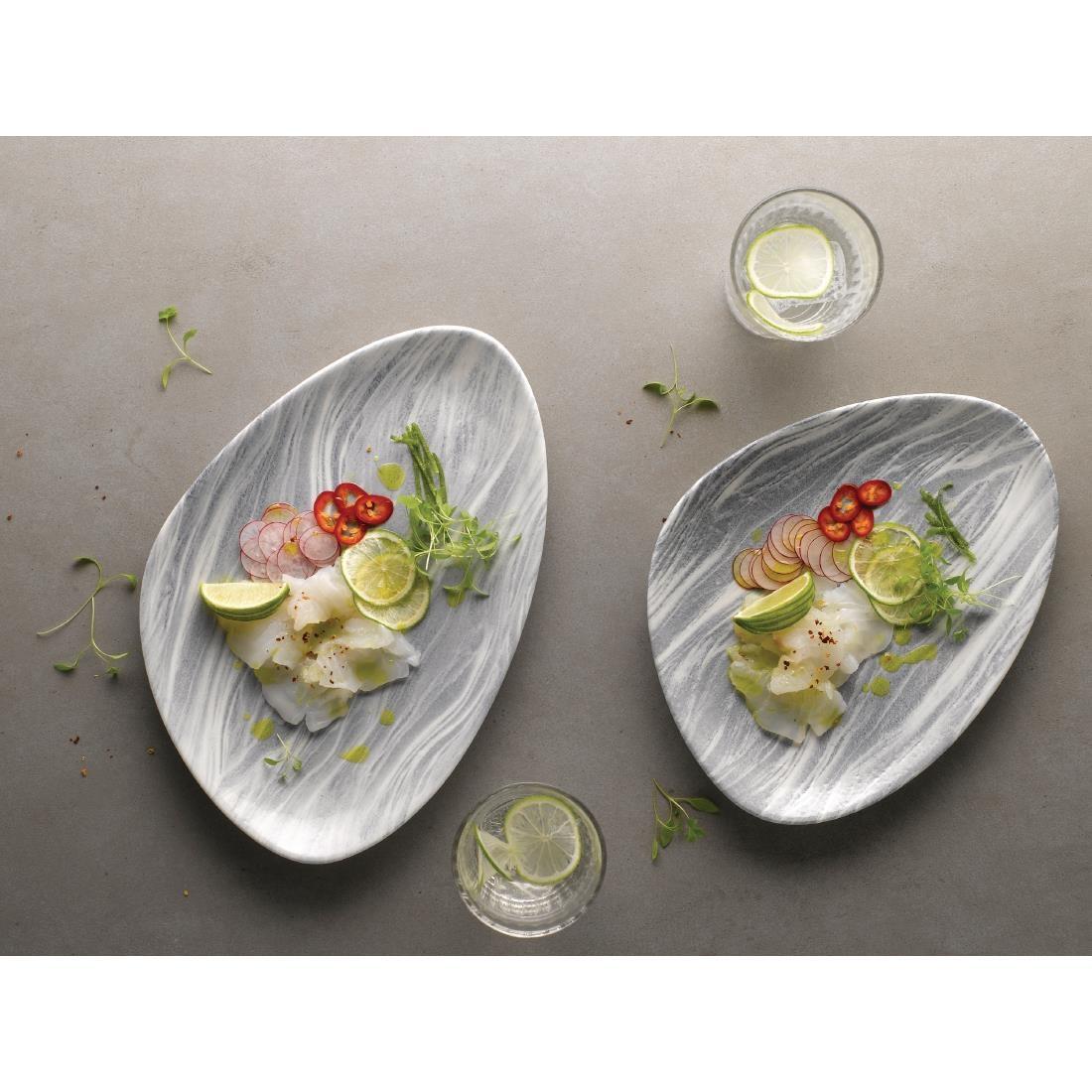 Churchill Fluid Triangle Chef Plates Pearl Grey 205 x 304mm (Pack of 6) - DF729  - 4