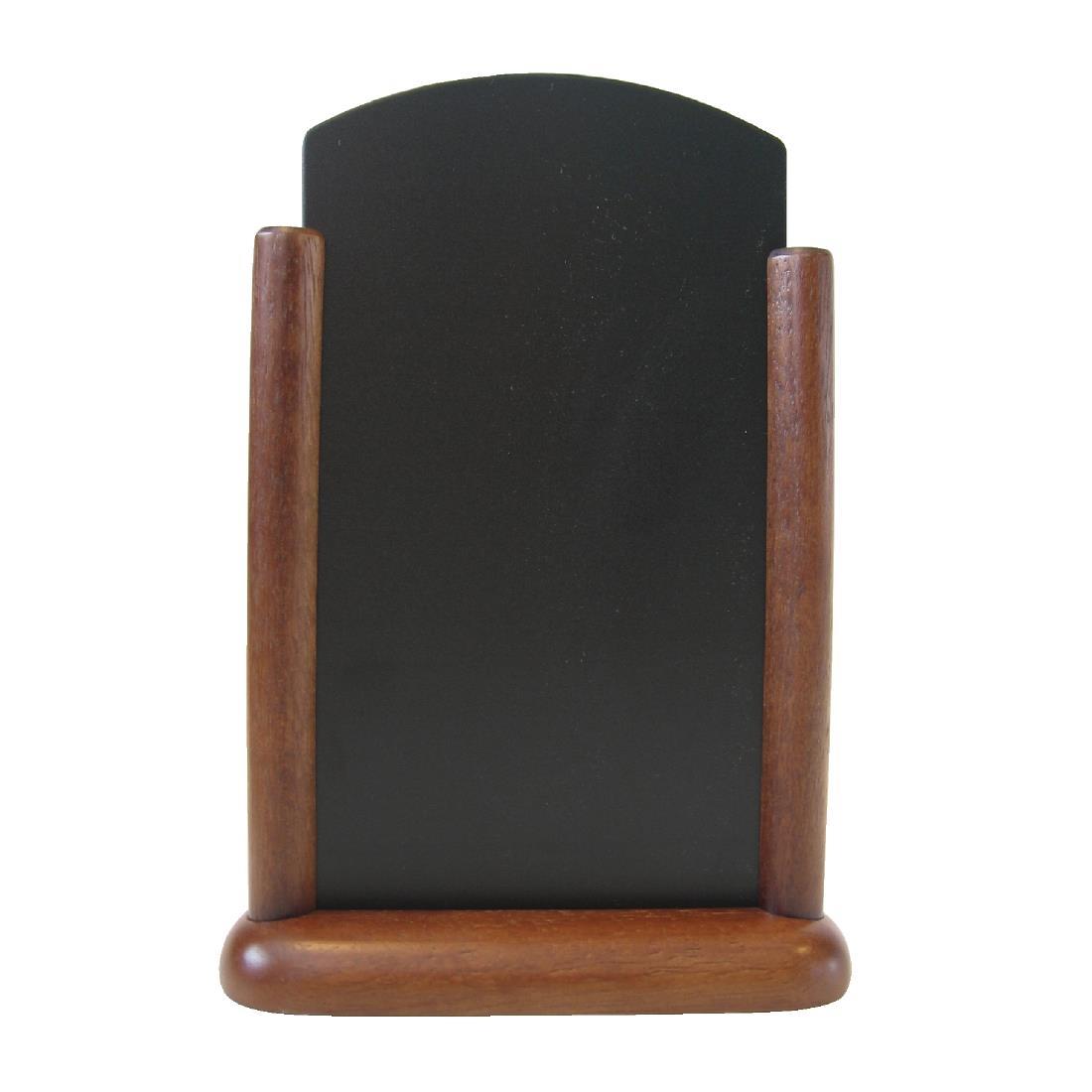 Securit Pillared Table Top Blackboard 285 x 200mm Mahogany - CE416  - 1